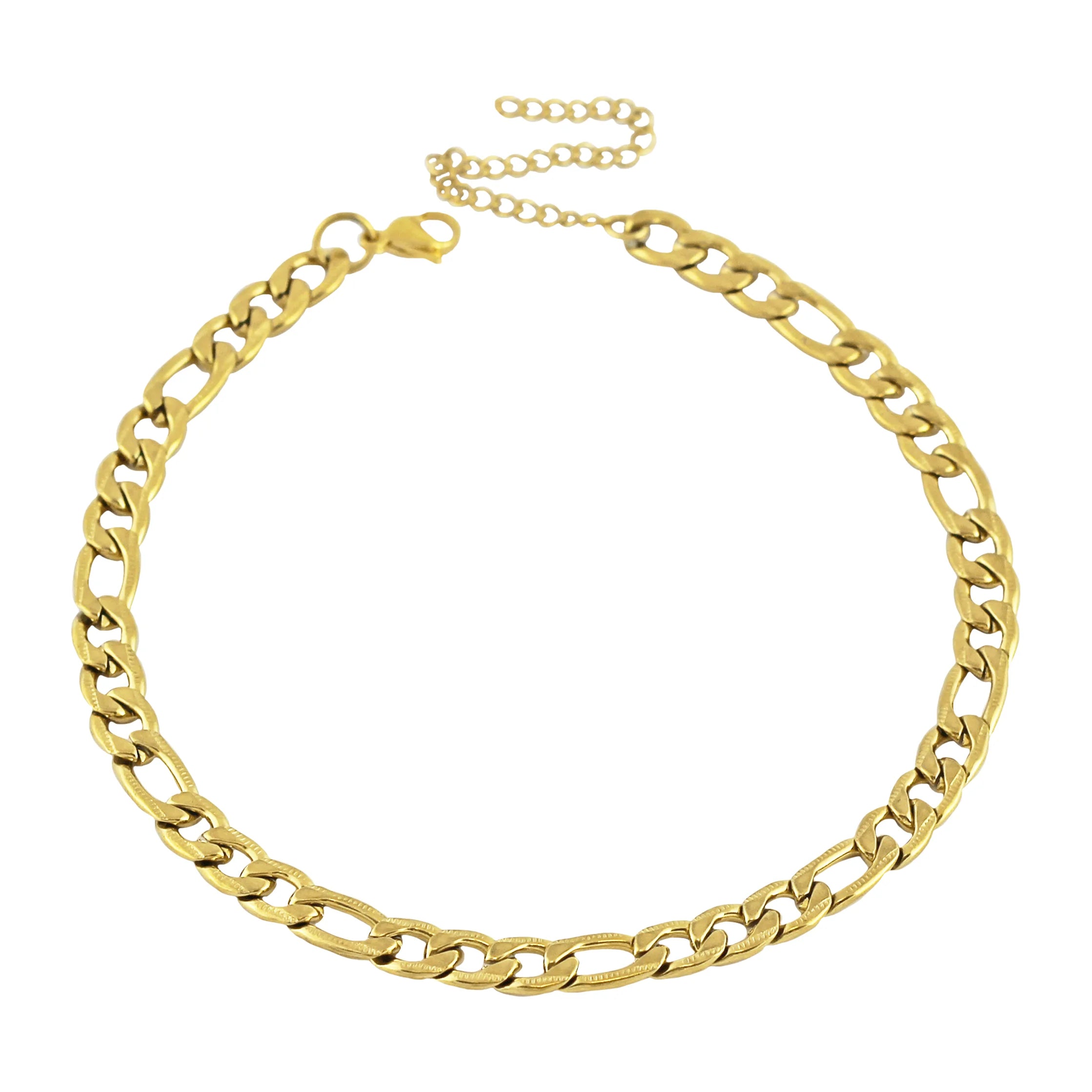 Olivia Violet Chunky Choker Custom Necklace Chains 18k PVD  Gold High Polish Stainless Steel 7mm Figaro Chain Necklace Men
