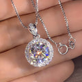 CAOSHI Custom Wholesale Cubic Zirconia Necklace 925 Silver Plated Women Romantic Big Round Imitate Moissanite Pendant Necklace