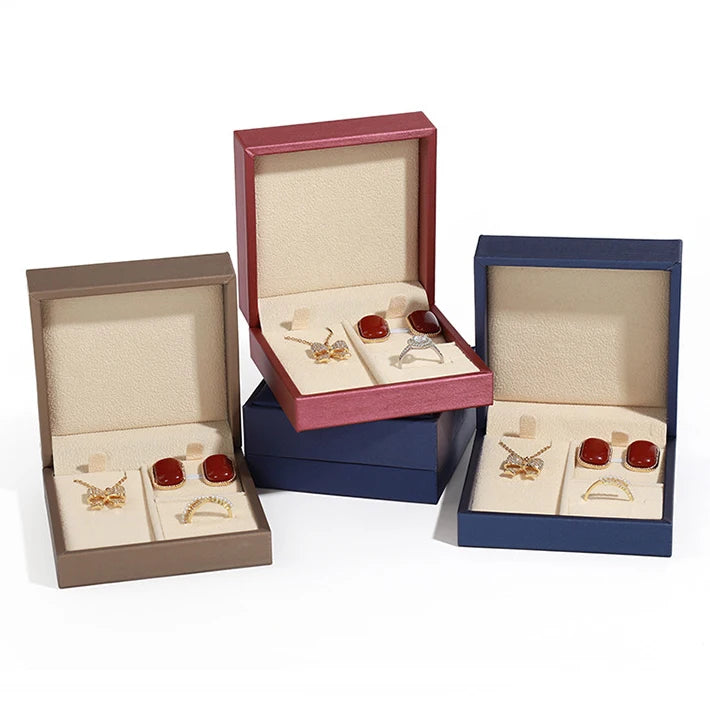 Custom Jewelry Box Top Quality Luxury PU Leather Forte Thin Jewelry Arrangement Boxes Ring Pendant Earring Gift Case