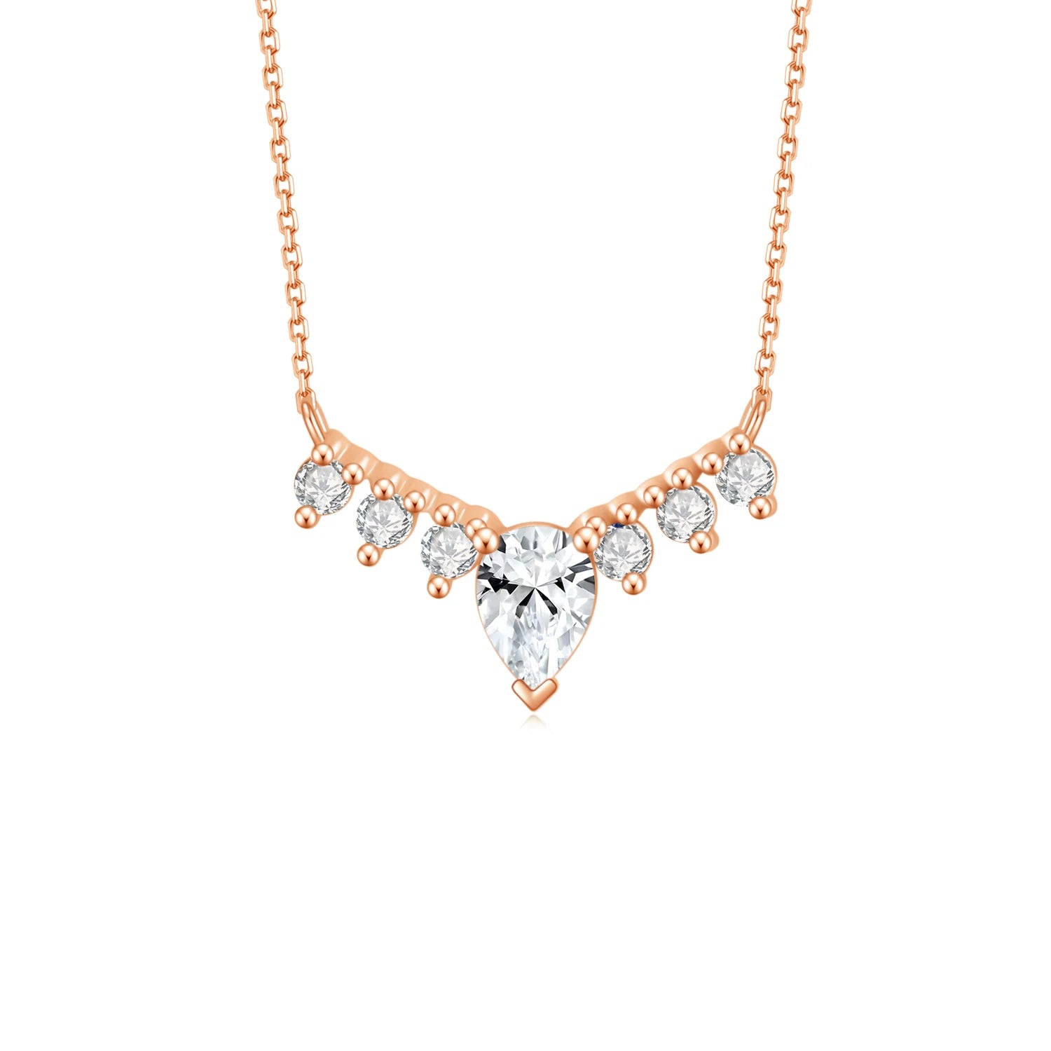 OL1039 Abiding Jewelry 5x7 Pear Moissanite Diamond 14K Gold Plated 925 Sterling Silver Women Jewelry Necklace