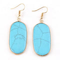 Fashion Classic Trend Women Gray Natural Stone Rectangle Imperial Gemstone Earring Pink Quartz Turquoise Earring