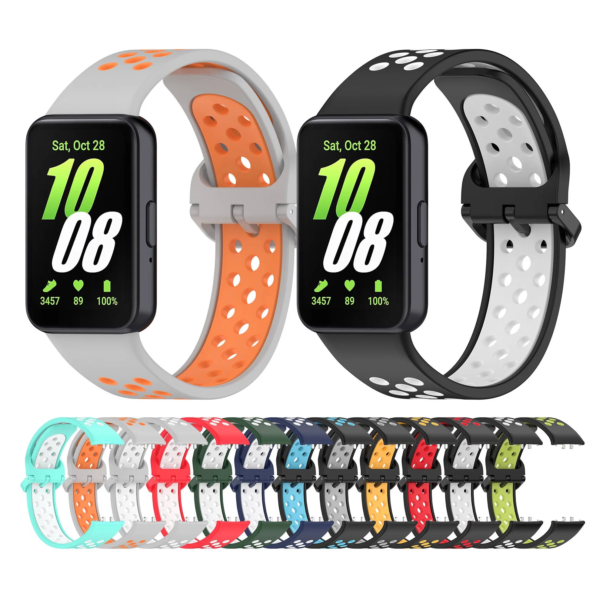 ShanHai Two-Tone Strap for Samsung Galaxy Fit 3 Silicone Band Replacement Watchband for Samsung Galaxy Fit3 SmartWatch Bracelet