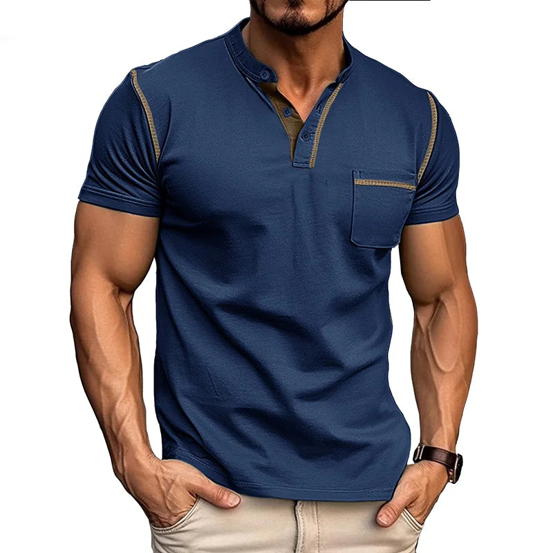 2025 Summer New Men's Short Sleeved T-shirt Casual Polo Shirt for Men