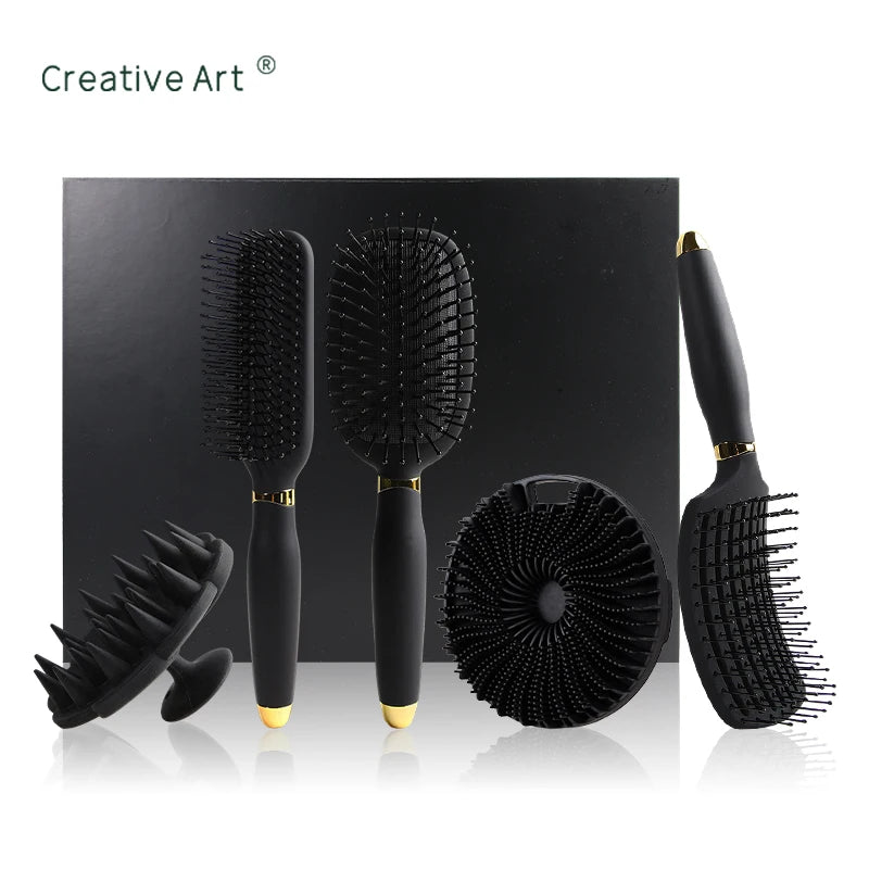 New Design 5Pcs in 1 Set Shampoo Hair Brush Bath Brush Hair Massage Comb With Wide Tooth Detangling Comb Set