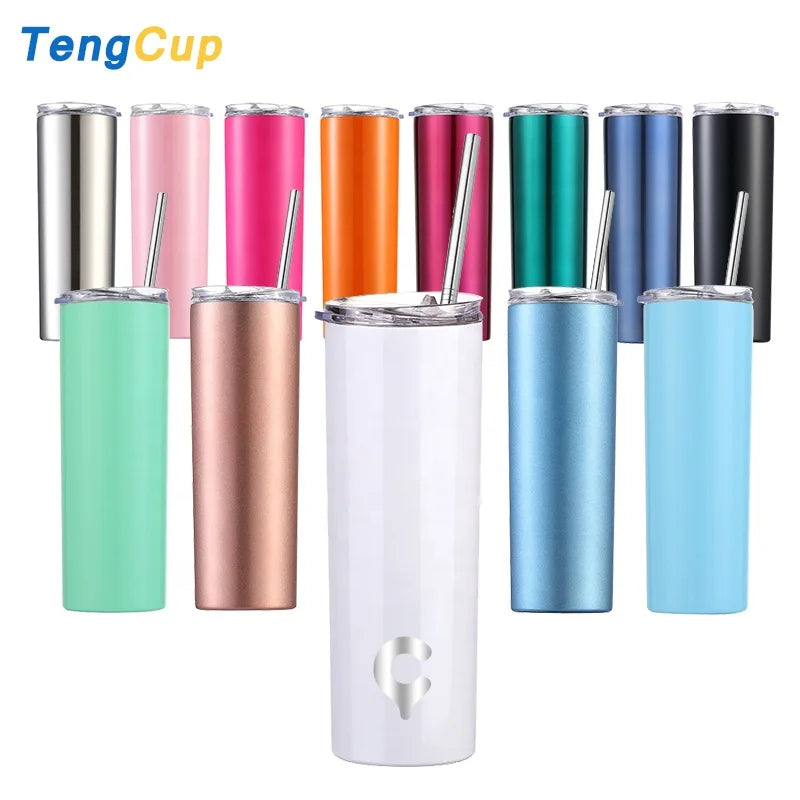 TY 20oz  Double Wall Vacuum Insulated Stainless Steel Travel Mug Straight  20oz Skinny Tumbler With Lid Straw