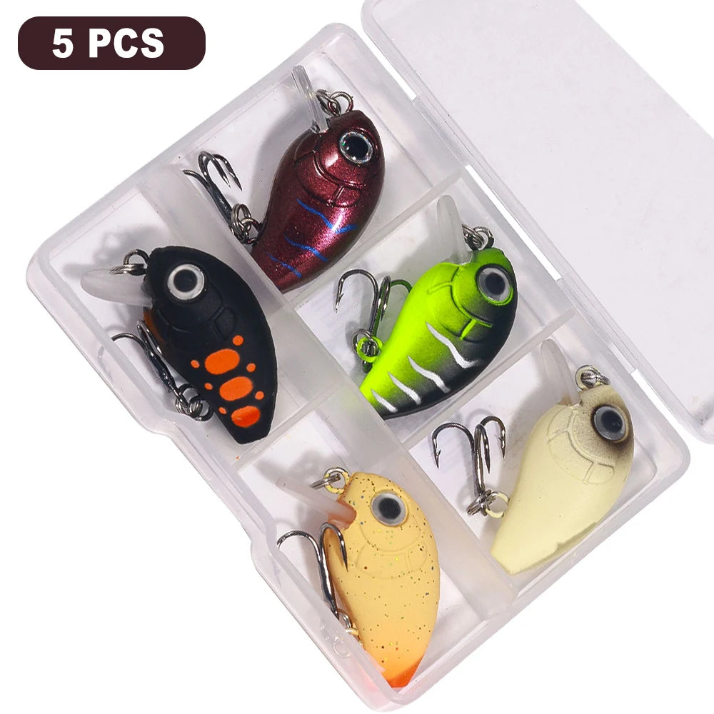 5pcs/Box Set NEWUP 2.8cm 2g Minnow Fishing Artificial Baits Hard Plastic Bait Fishing Crankbait Combos