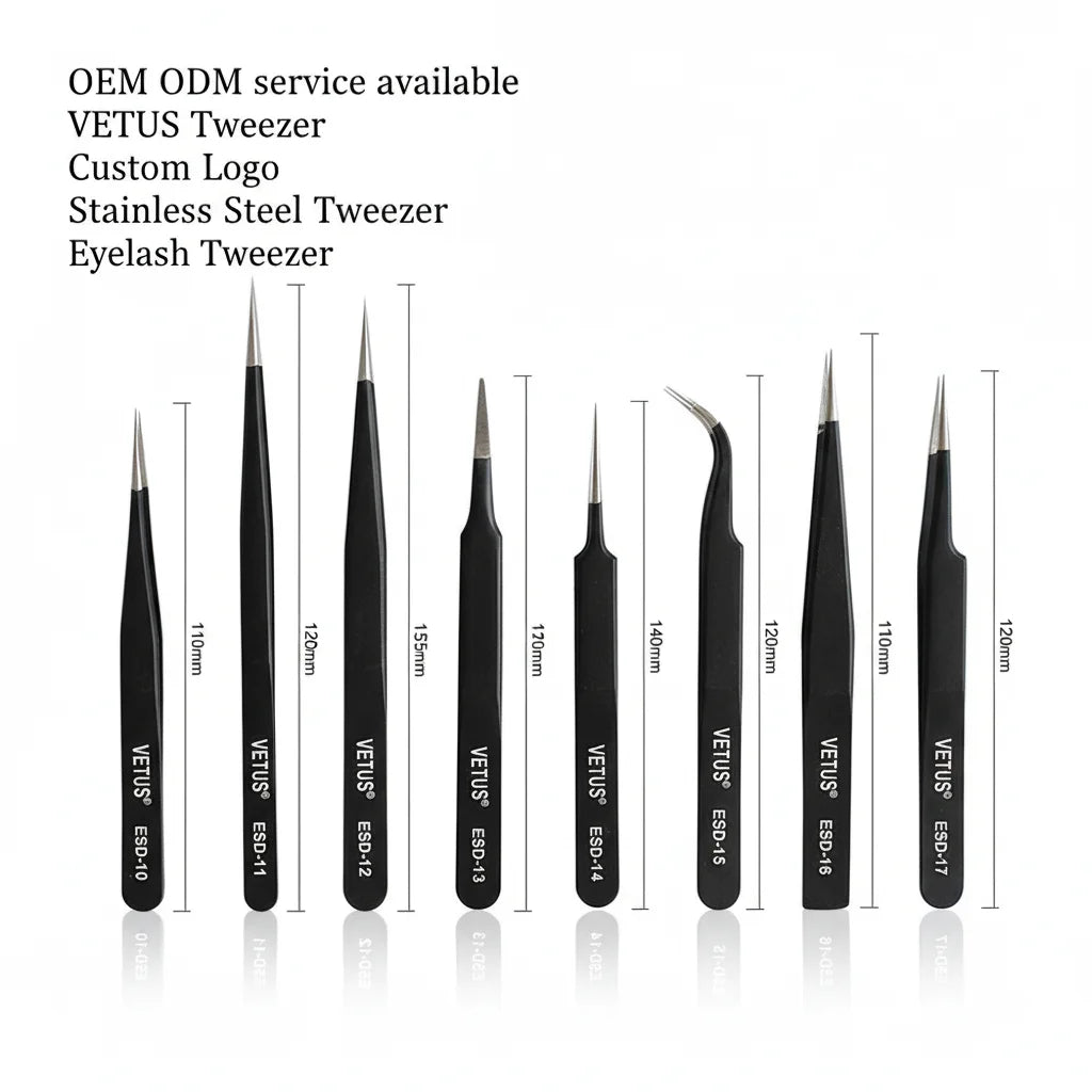 Vetus  ESD-10 11 12 13 14 15 16  17 Precision ESD Tools Set Anti-magnetic Acid-resistant Antistatic Vetus ESD Tweezers