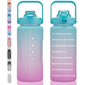 2022 New Factory Price Motivational Tritan Plastic Water Bottles Gradient 2 Liter Half Gallon with Straw for Kids