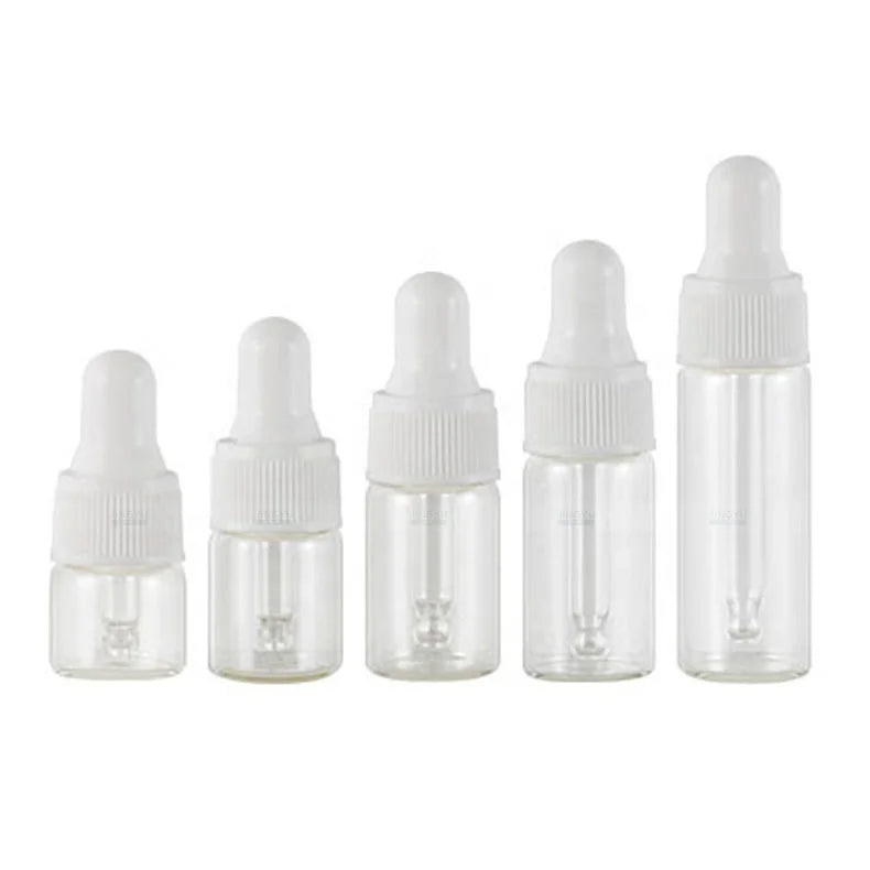 Custom Made Clear Glass Dropper Bottles 1ml 2ml 3ml 5ml Sizes Simple Style Hot Selling Serum Oil Vials