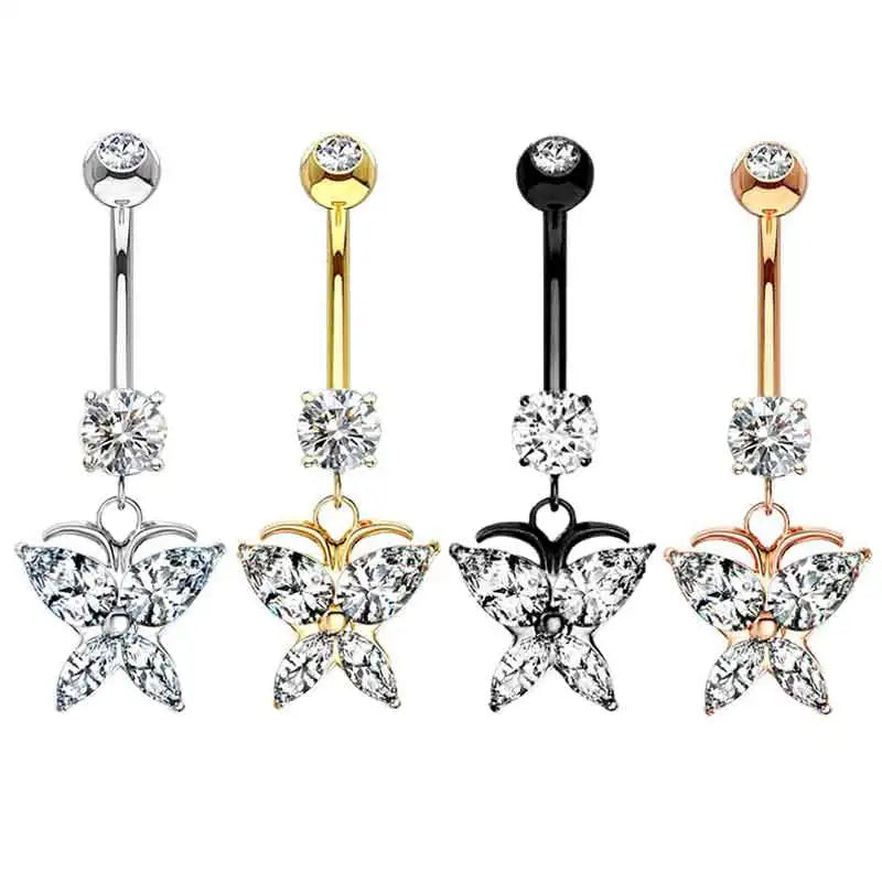 Crystayl Belly Button Rings Women Men Dangle Surgical Steel Navel Rings Cubic Zirconia Star Moon Piercing Ombligo Oreja Jewelry