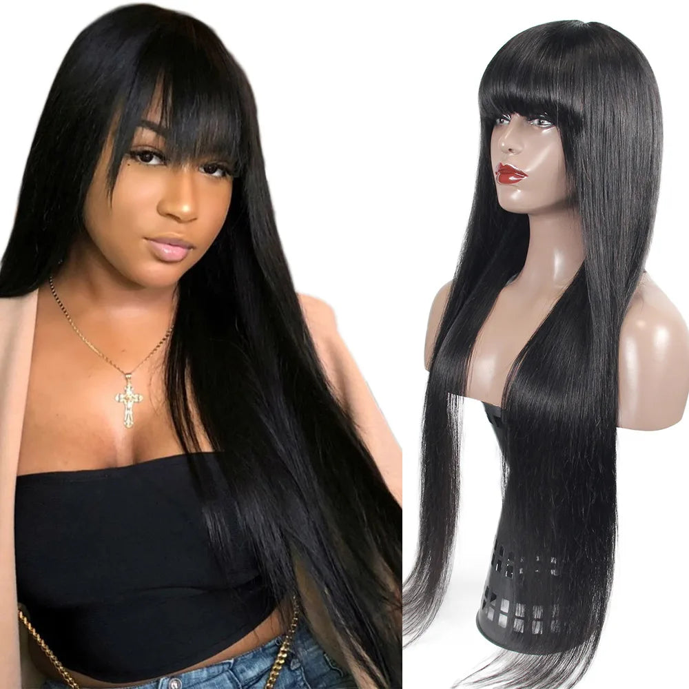 Customized 100% Human Hair Lace Front Wig with Bang for Small Heads Wholesale Transparent Lace Women Wig Hats Hair Extensions