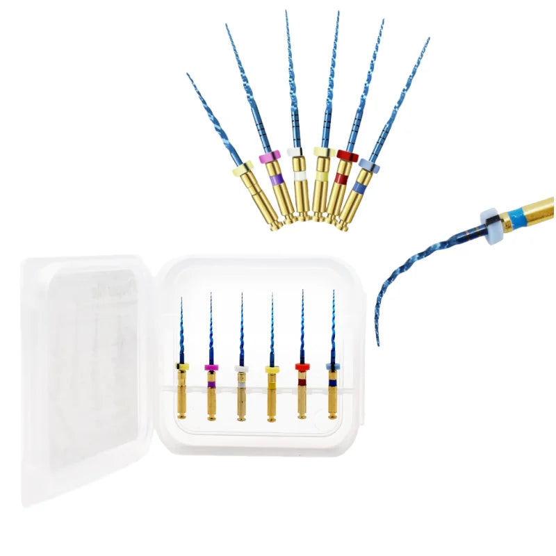 CE ISO Dental Material Flexible Memory Niti Root Canal Treatment 21mm 25mm 31mm Blue Endo Rotary Files for Engine