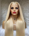 Glueless HD Wigs Raw Hair Preplucked Human Hair Wigs 100% Smooth Platinum Blonde 613 Full Lace Frontal Wigs