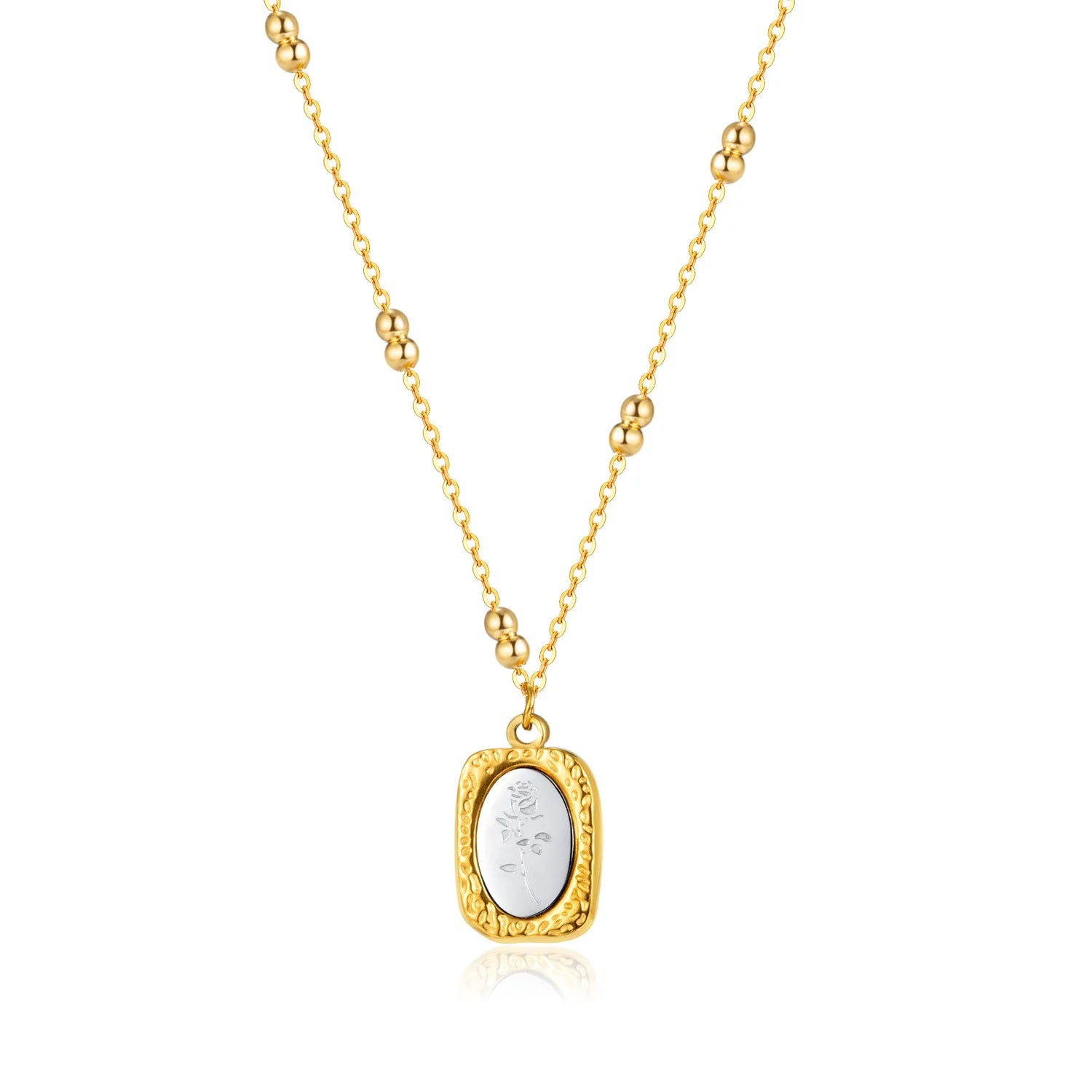 Newest Magic Mirror Rose Pendant Necklace Personalized Vintage Custom Necklace Clavicle Chain Stainless Steel Necklace Jewelry