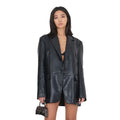 Hot Sale Fashion Trendy Mid Length Vintage Women Leather Jacket Oversize Leather Blazer