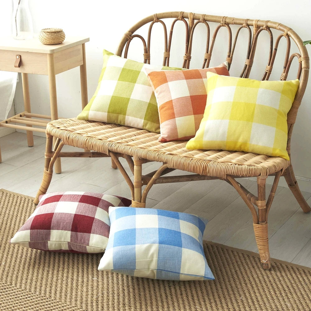Factory Price Pillowcase 60x60cm/55x55/50x50/40x40/30x50cm Lattice Cotton Linen Plaid Pillow Case Throw Cushion Covers