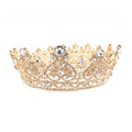 Queen Crown Tiara Headband Full Round Crystal Gold Rhinestone Bridal Hair Jewelry for Prom Wedding & Graduation for Ramadan