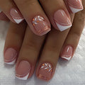 24 Pcs 3764 French Style Simple Short Square Nails Press on Nails Artificial Fingernails