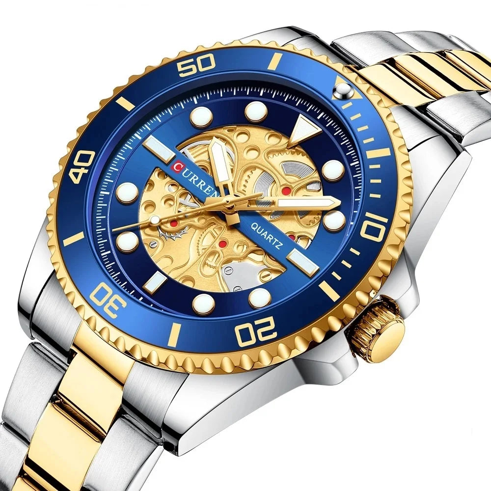 2025 for CURREN 8412 New Luxury Men's Quartz Wristwatches Waterproof Luminous Stainless Steel Clock with Oval Case Casual Style