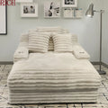 Corduroy Upholstered Chaise Lounge Sofa Bed Indoor with Throw Pillows and Armrests Plush Chair Bed for Living Room Sleeper Chair