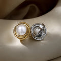 2025 Wholesale Fashion Jewelry Simple 18K Gold Plated Waterproof Pearl Inlay Stainless Steel Open Ring for Women