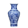 Modern Chinese Vintage Design Blue White Classical Eight Treasure Fish Tail Vase Ceramic for Living Room Decor Restaurant Use