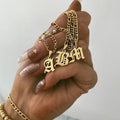 Vintage English Initial Letter Gold Plated Stainless Steel Pendant Cuban 3:1 NK Chain Choker Necklace Design Non Tarnish Jewelry