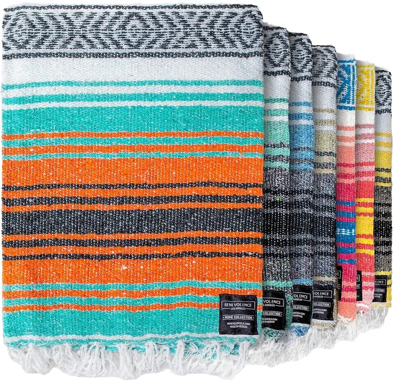 Mexican Geometric Woven Cotton Beach Towel Fringe Picnic Mat and Yoga Blanket for Outdoor Activities for Camping and Beach Use