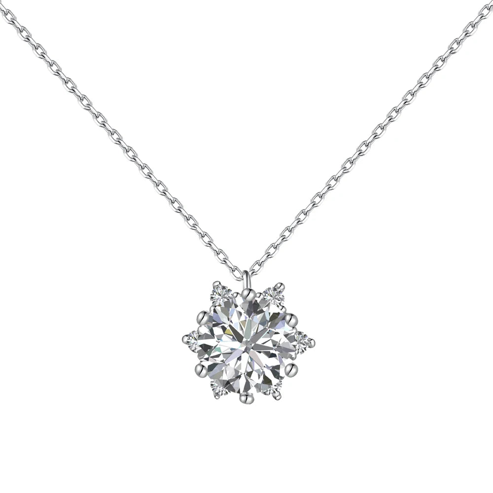 Dylam Classic Design Sparkling Hypoallergenic Non Tarnish S925 Silver Rhodium Plated 2 Carat 5A Cubic Zirconia Pendant Necklace