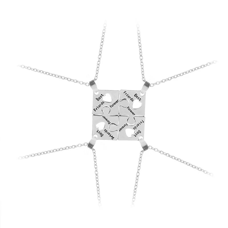 New Style Necklace Set for Friends Interlocking Jigsaw Puzzle Pendant Necklace Friendship Jewelry BFF Necklaces Best Friends