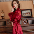 Ladies Feathered Nightgown Wedding Makeup Bridesmaids Bridal and Dressing Gowns Feathered Morning Gown