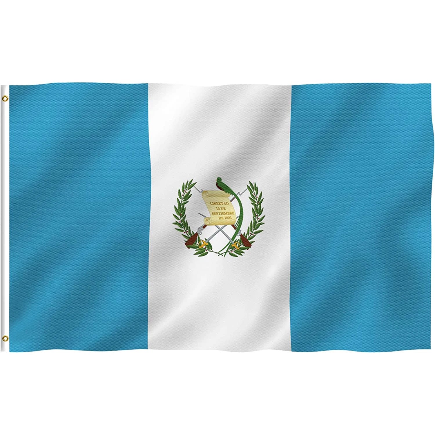 Custom 3 X 5 ft Thickened Polyester Guatemalan Flag Banner Metallic Copper Buckle Guatemalan National Flag Guatemala Flags