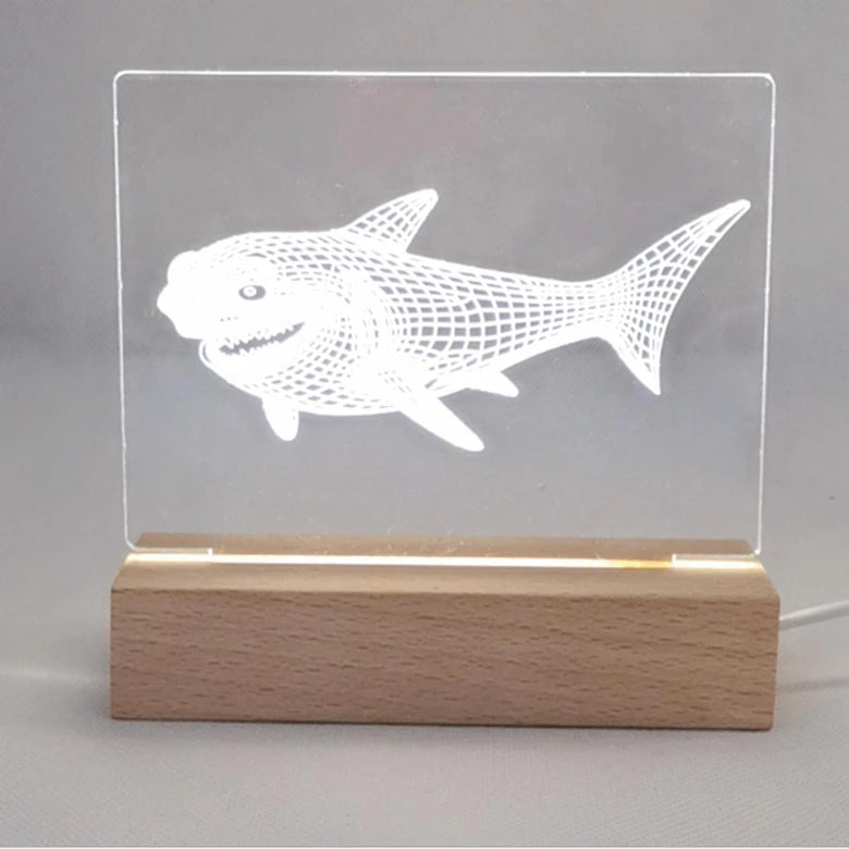 Wholesale Customized Modern USB LED Night Light Acrylic 3D Wooden RGB Lamp Base Personalized Smart Home Lights for Living Room