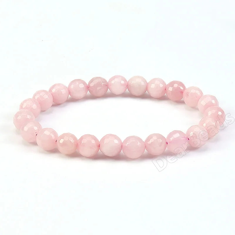 Wholesale Genuine Madagascar Pink Rose Quartz Stone Bracelet Faceted Smooth Gemstone Crystal Bracelets Stone for Women
