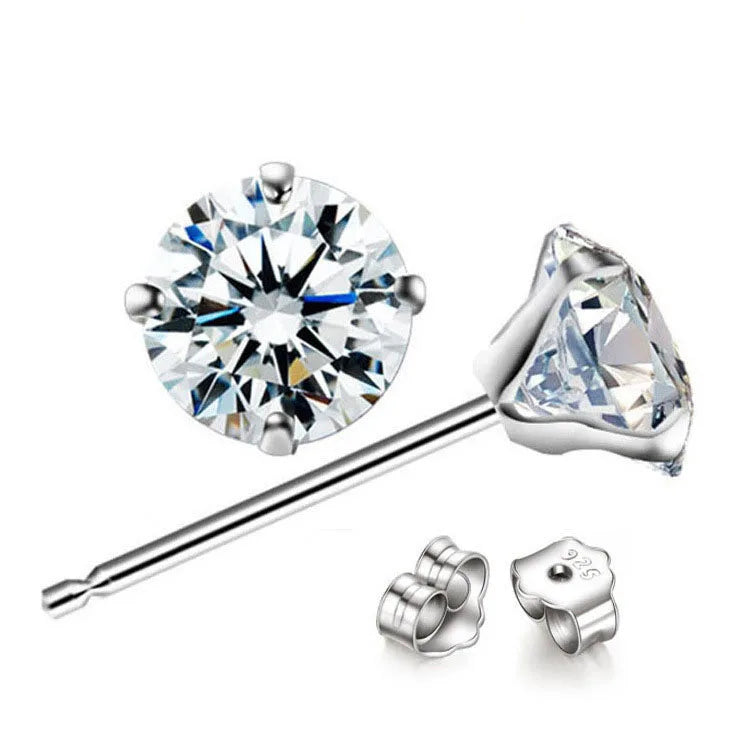 Hypoallergenic Earring Set 925 Sterling Silver Cubic Zircon Crystal Stud Earrings