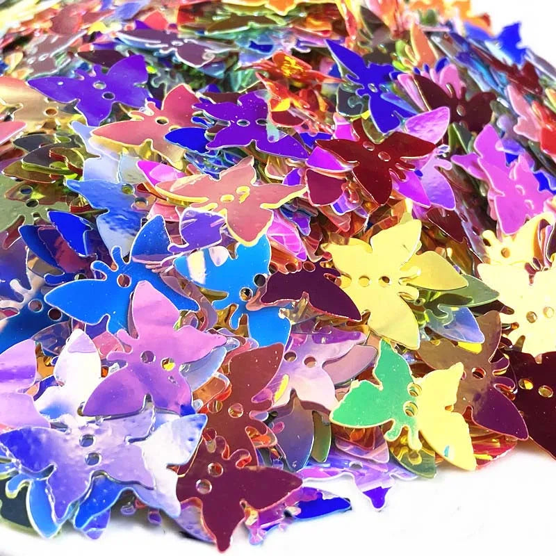 DIY Handmade 13mm Small 2-Hole Sequins Filmed Gold Shiny PVC Bulk butterfly Beaded Sewing Holographic Loose Sequins for Costume