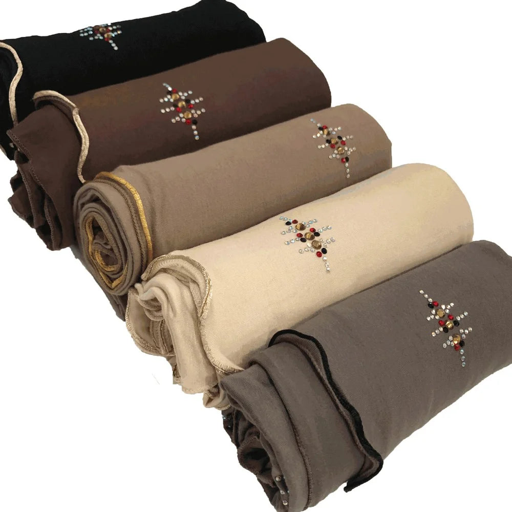 Customizable Cotton Solid Color Canvas Hijab Long Jersey Scarves for Women Ethnically Made in Pakistan and Arab Countries