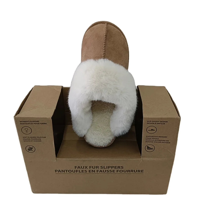 Sample Support Winter Warm Fake Fur Slippers Indoor Outdoor Home for Slippers for Ladies and Men Faux Shearling Sheepskin Fur