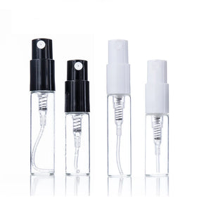 Wholesale Mini 2ml 3ml Glass Spray Bottle Empty Crimp Neck Glass Perfume Bottles With Plastic Mist Sprayer Pumps