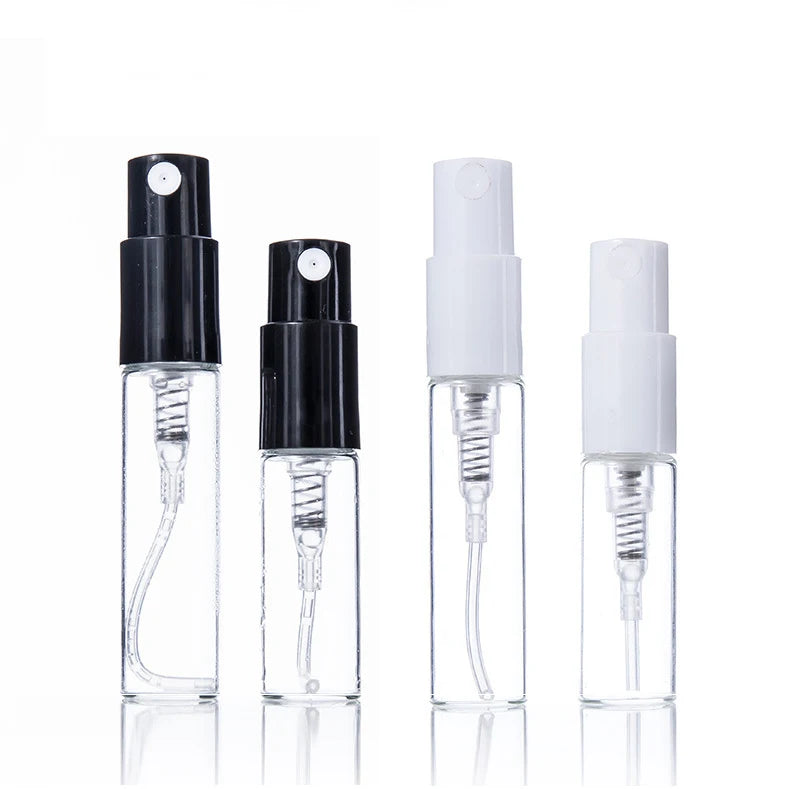 Wholesale Mini 2ml 3ml Glass Spray Bottle Empty Crimp Neck Glass Perfume Bottles With Plastic Mist Sprayer Pumps