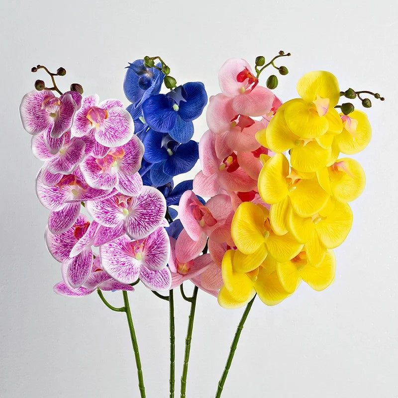 Wholesale Wedding Decorated Simulated 9 Head Phalaenopsis Orchid Real Touch Artificial Latex Orchid