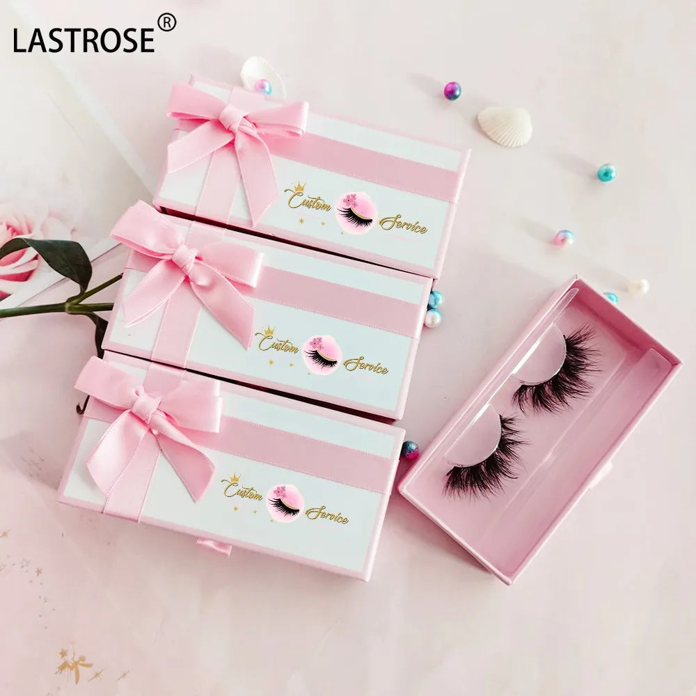 Empty Private logo 25mm Lash Box Rectangle Bowknot Eyelash  Christmas Lash Packaging Boxes