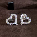 CAOSHI Wedding Women Silver Plated Lovely Micro Pave Cubic Zirconia Earring Custom Heart Shape Stud Earrings for Girls
