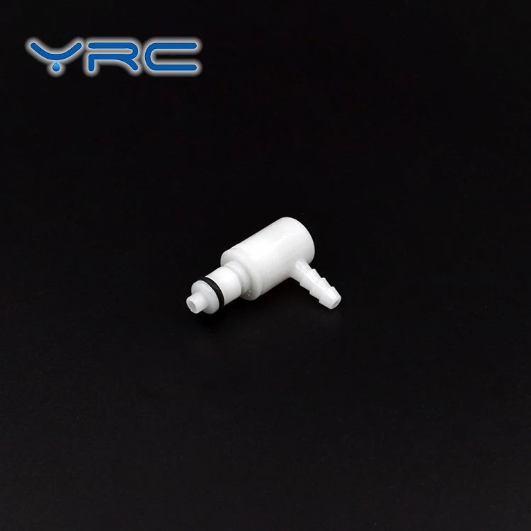 YRC Elbow Coupling POM Plastic Quick Disconnect Breakaway Coupling 1/8" 120psi -40~100 Brass Chrome-Plated Nut SUS 316
