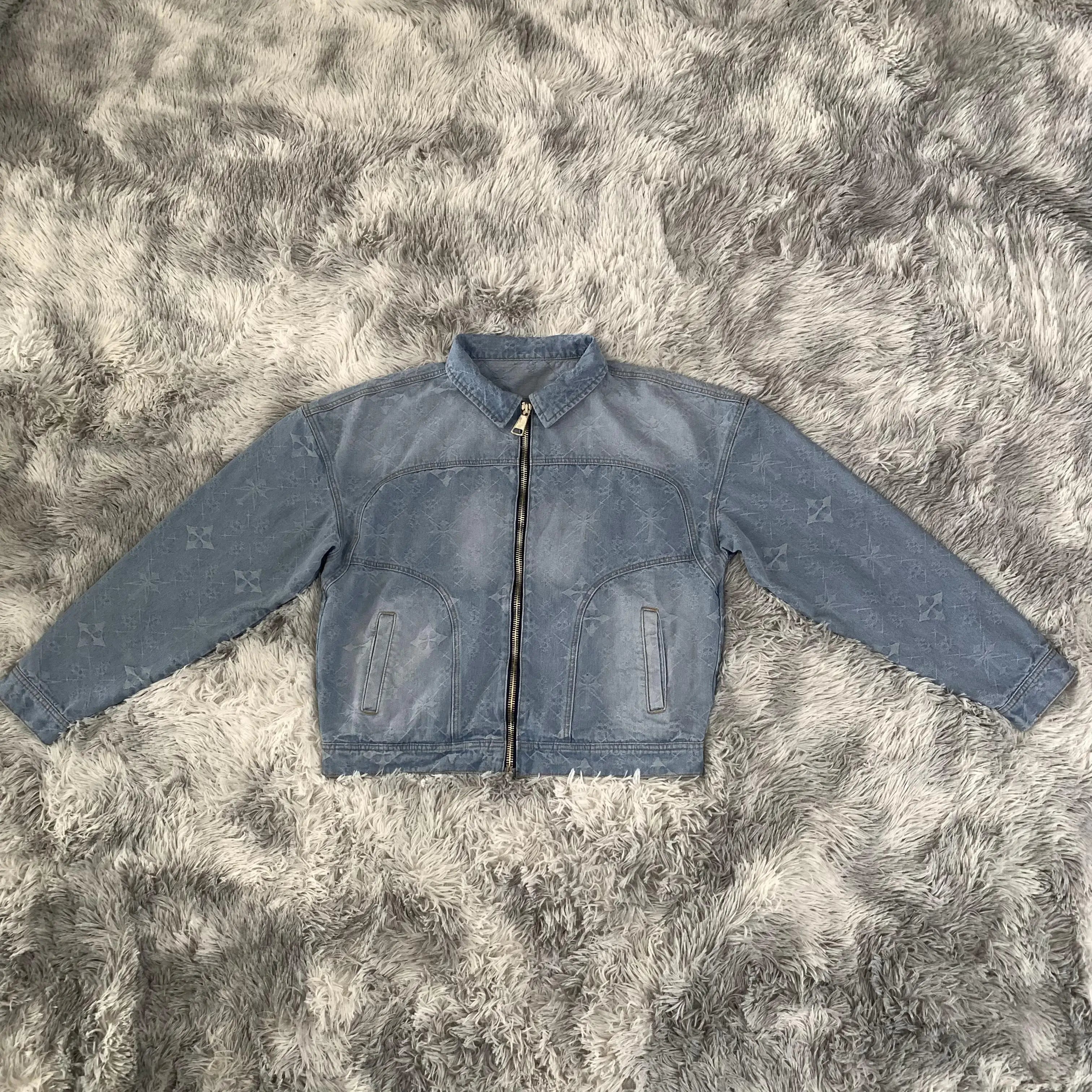DENIMGUYS Men's Jacket Custom 3D Logo Jacquard Men Street Casual Loose Denim Jacket