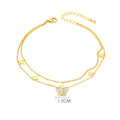 Fashion Trendy Chic Stainless Steel Double Layers butterfly Charm Anklet Jewelry Foot Ankle Bracelet Layered for Women