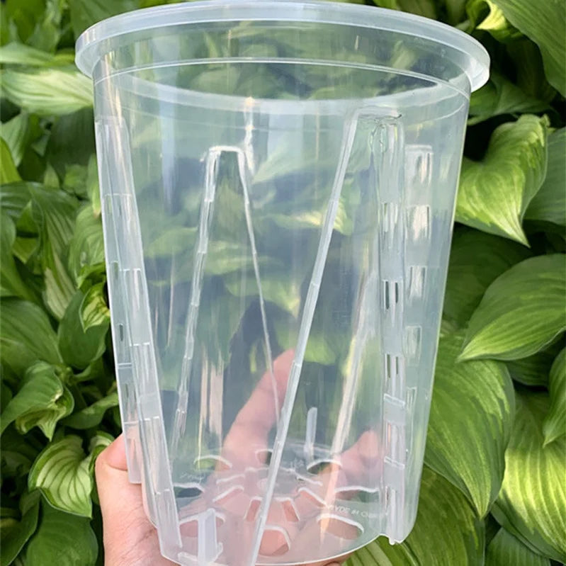 Garden Supplies  Factory Cheap Plastic clear Orchid Tall Pot clear Nursery Pot with Outer Pot