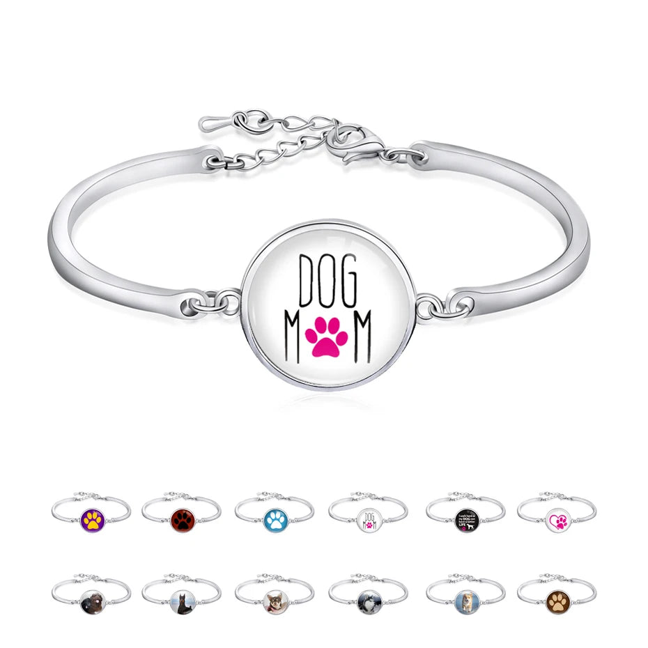 Live Love Rescue Chihuahua Great Dane Golden Retriever Dog Paw Print Cat Mom Butterfly Horses Horse Bangle Bracelet for Women