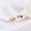 Fashion Design Rainbow Jewelry Hoop Earring 14K Gold Plated Multicolor Zircon Women's Earrings