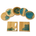 Unique Round Square Table Mats and Coasters Set Wooden Decorative Tea Cup Coasters